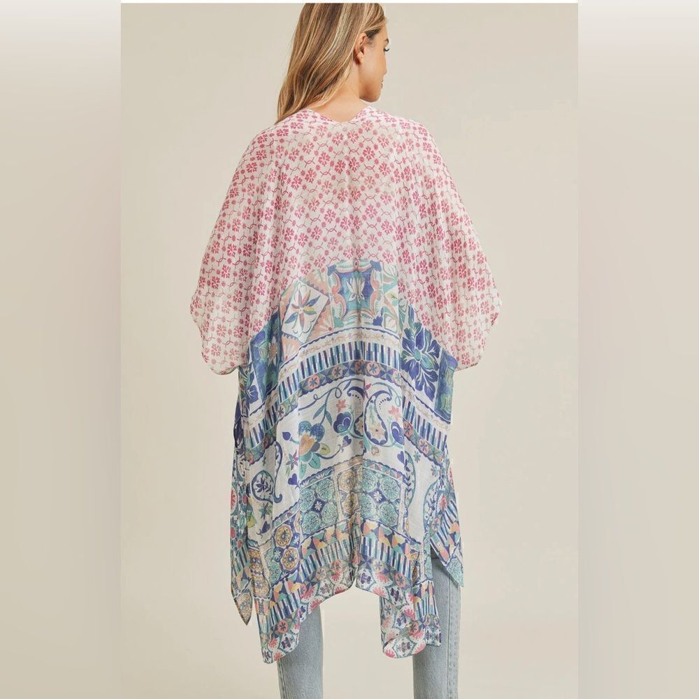 Styline Multi Print Boho Kimono NWT - Picture 4 of 8